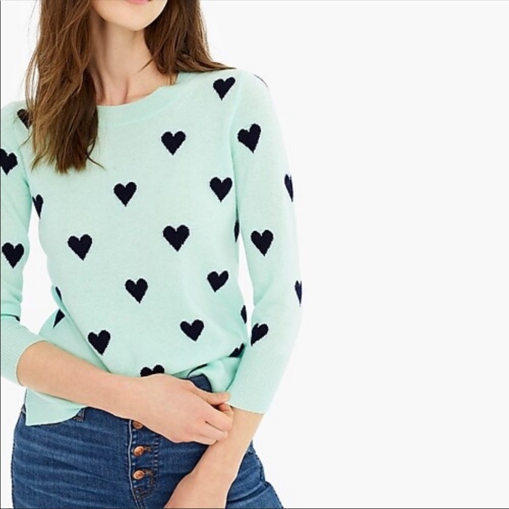 J Crew Cashmere Hearts Sweater